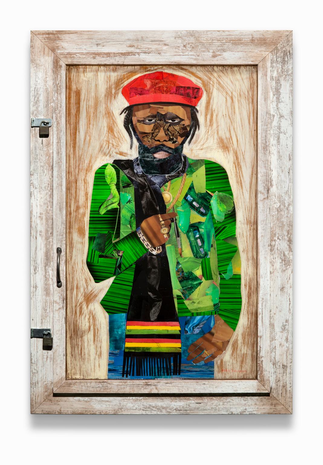 Onzie Norman Portrait Painting - "Ingosi" African American Portrait, Abstract Collage, Colors