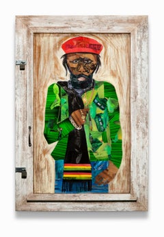 Portrait afro-américain « Ingosi », collage abstrait, couleurs