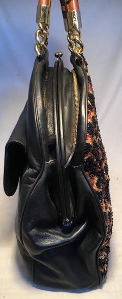 OOAK Abigail Made in Italy Contessa Leopard Beaded Gown Top Handle Leather Tote
