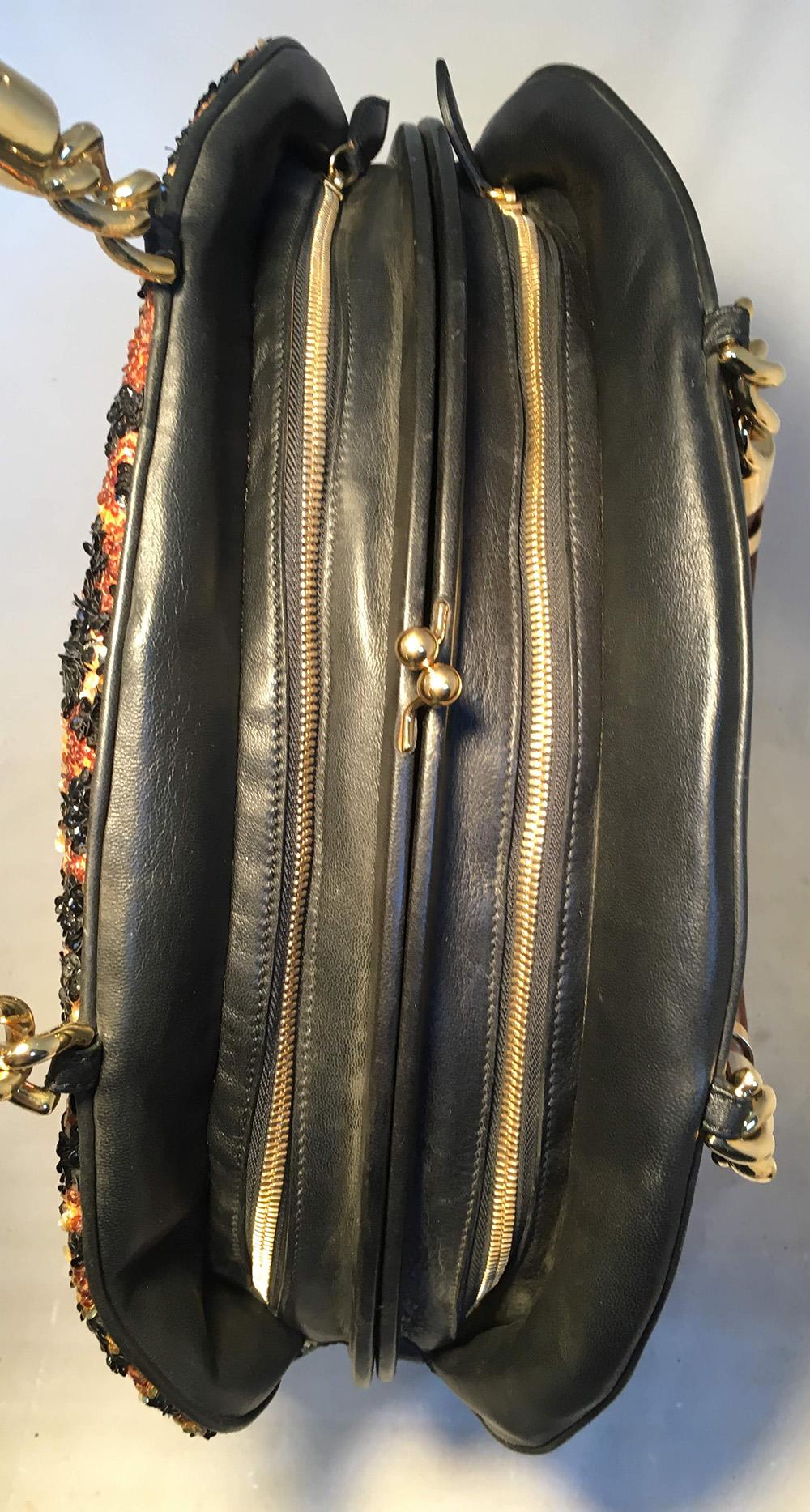 OOAK Abigail Made in Italy Contessa Leopard Beaded Gown Top Handle Leather Tote  In Excellent Condition For Sale In Philadelphia, PA