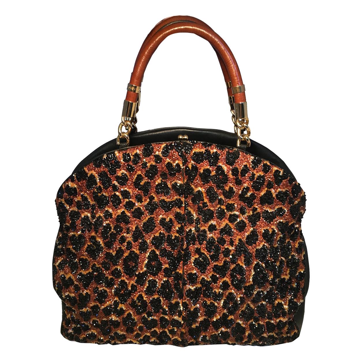 OOAK Abigail, Made in Italy, Contessa-Perlenhandtasche, Leopard, Leder 