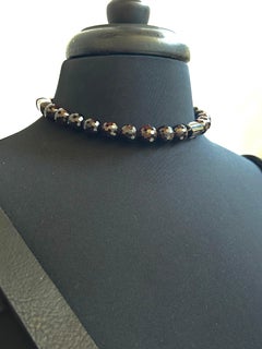 OOAK Beaded Garnet Necklace on Vintage Heavy Fancy Link Chain with Toggle Clasp