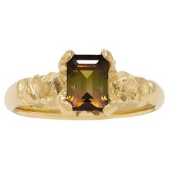 OOAK Emerald Cut Watermelon Tourmaline 18K Gold Ring