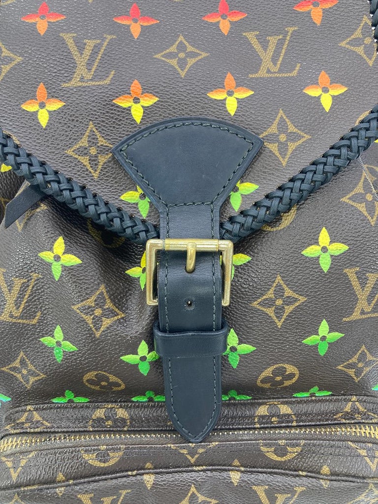 OOAK Louis Vuitton Hand Painted Leather Wrapped Montsouris GM Backpack For  Sale at 1stDibs