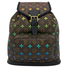 Retro OOAK Louis Vuitton Hand Painted Leather Wrapped Montsouris GM Backpack