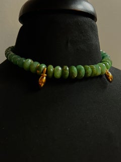 OOAK Reworked Emerald Beaded Necklace with Vintage Components & Hardware.