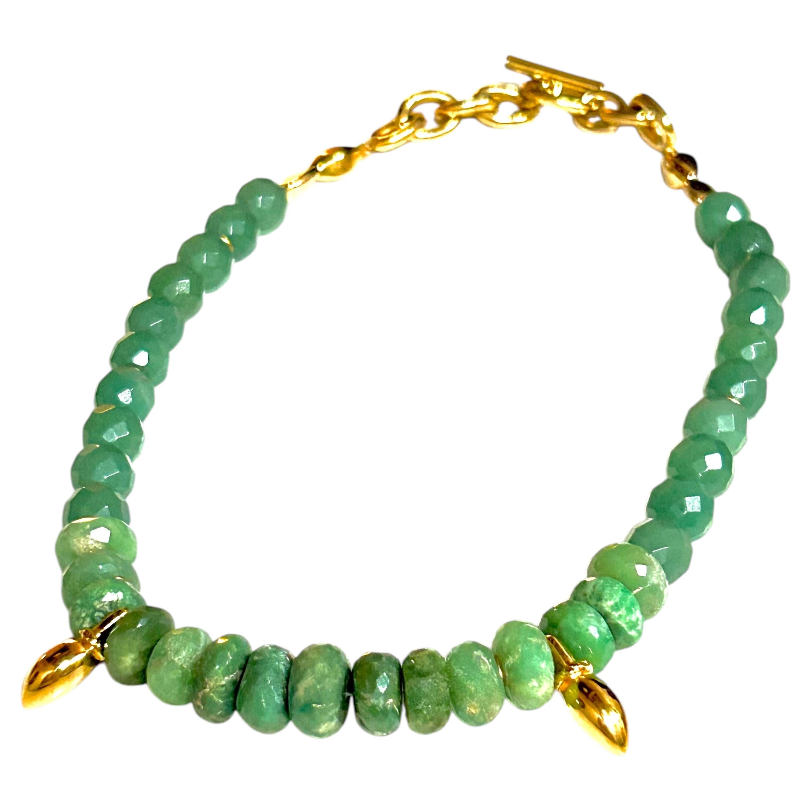 OOAK Reworked Emerald Beaded Necklace with Vintage Components & Hardware.