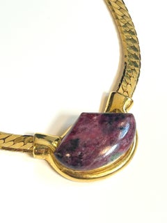 OOAK Reworked Napier Vintage Hardware Choker with a Sugalite Cabochon Stone