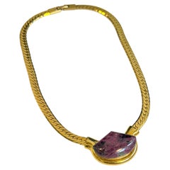 OOAK Reworked Napier Vintage Hardware Choker with a Sugalite Cabochon Stone