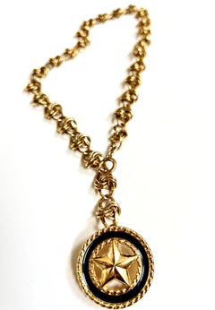 OOAK Reworked Vintage Barrel Knot Lariat Marine Star Drop Pendant Necklace