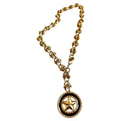 OOAK Reworked Vintage Barrel Knot Lariat Marine Star Drop Pendant Necklace