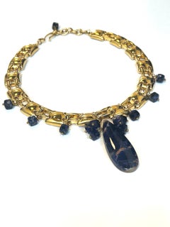 OOAK Reworked Vintage Napier Brutalist Choker with Orange Sodalite Drop & Charm