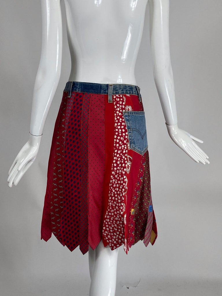 Women's OOAK Vintage Denim & Ties Including Hermes Skirt 1980s For Sale