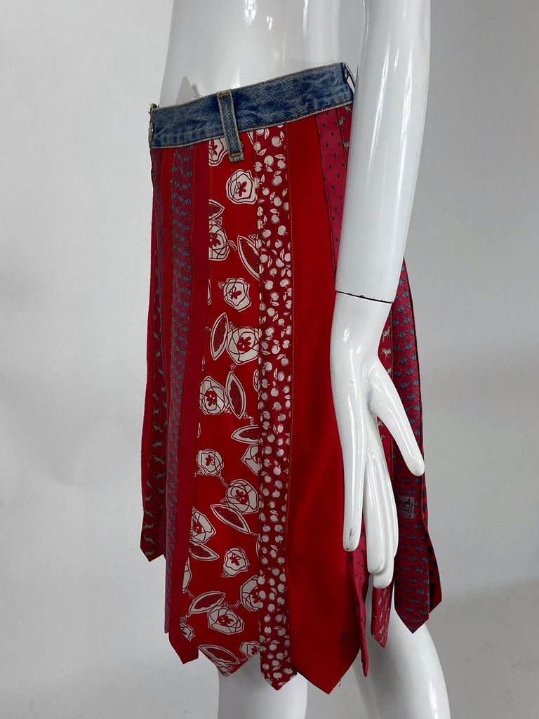 OOAK Vintage Denim & Ties Including Hermes Skirt 1980s For Sale 1