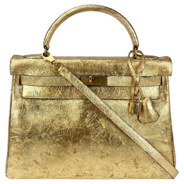 Sold at Auction: Hermes Custom Gold Foil 32cm Vintage Kelly Bag