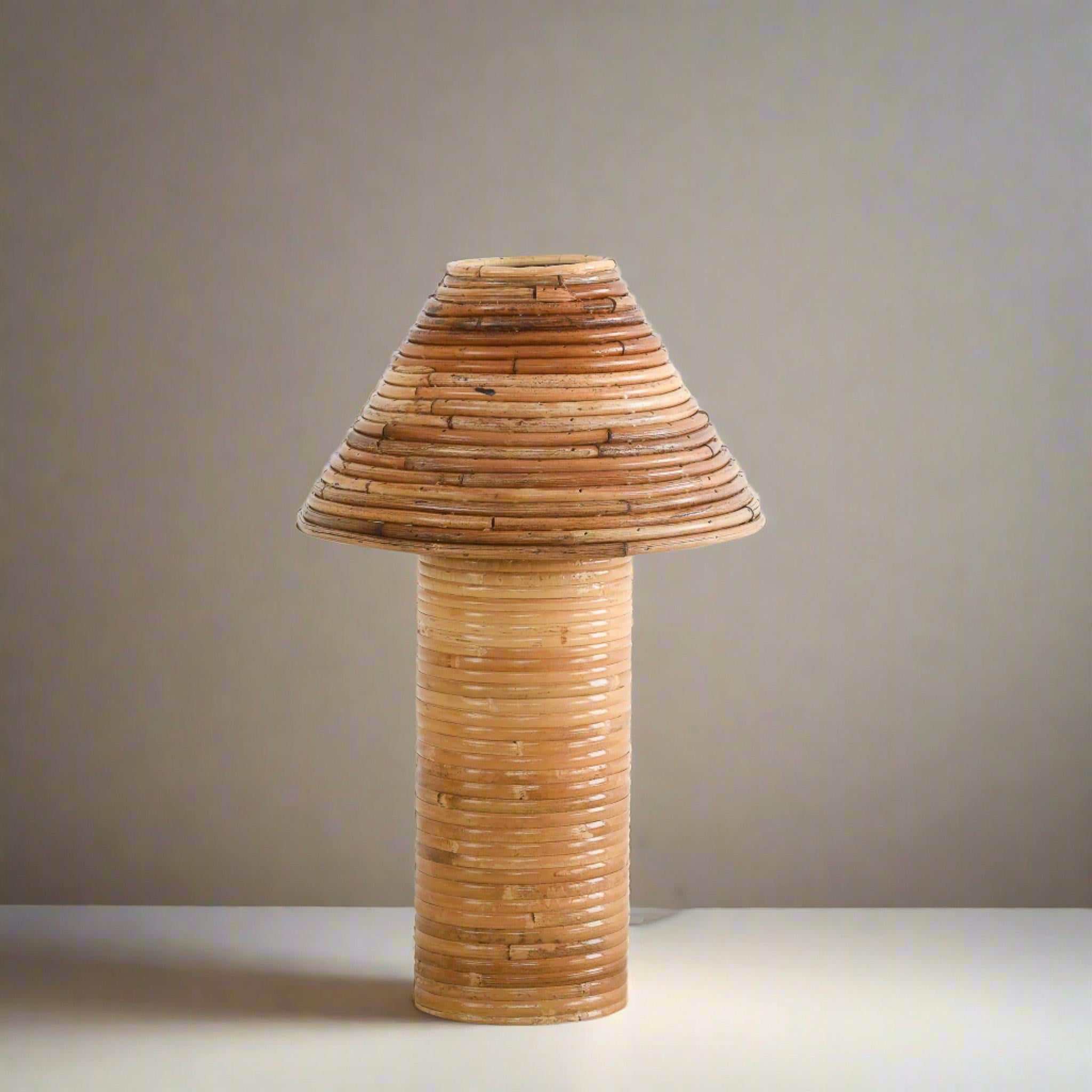 Contemporary OOM Table Lamp Organic Rattan Reed For Sale