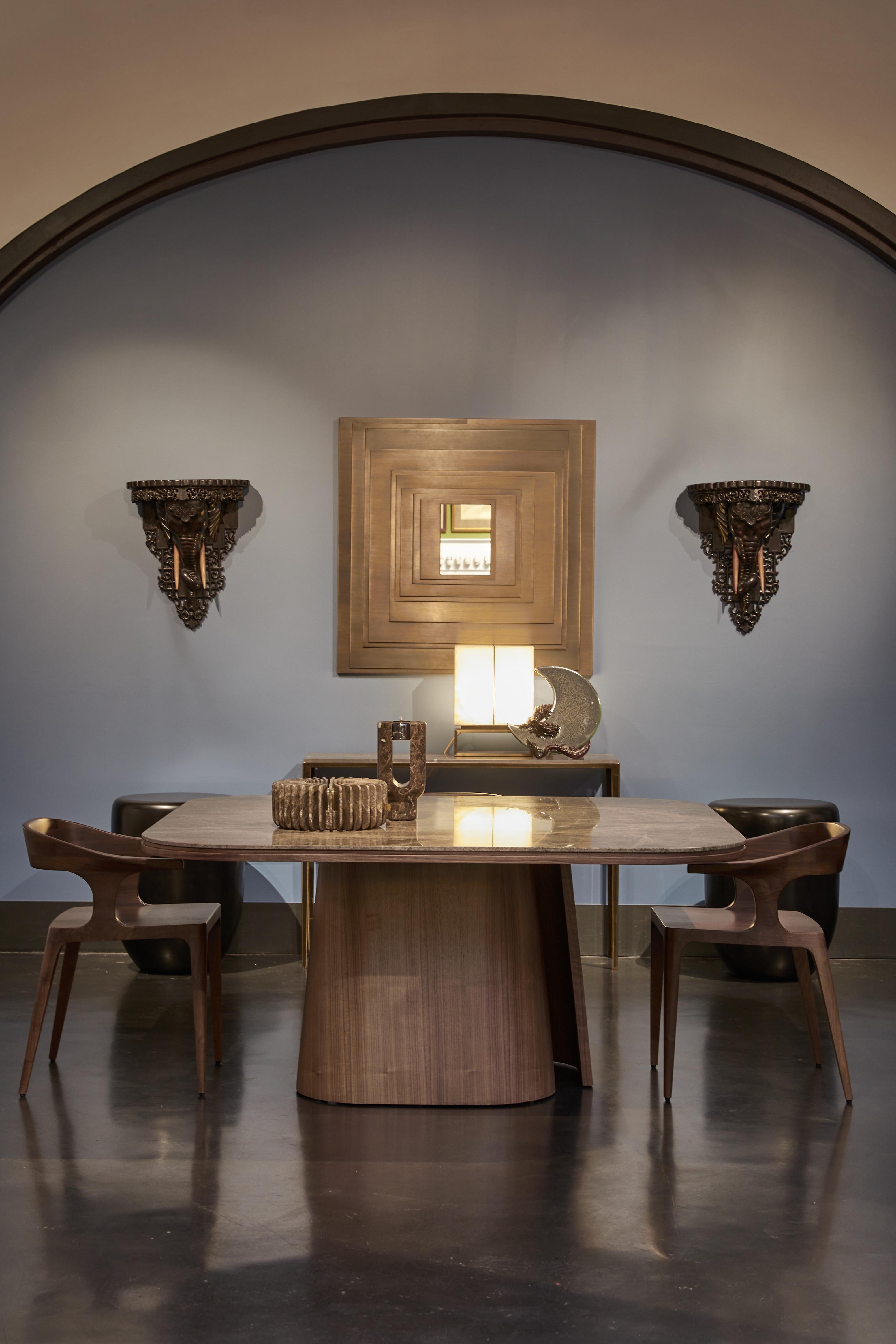 Dining Table, OOMA, by Reda Amalou Design, 2020, Emperador Marble, 140 cm For Sale 9