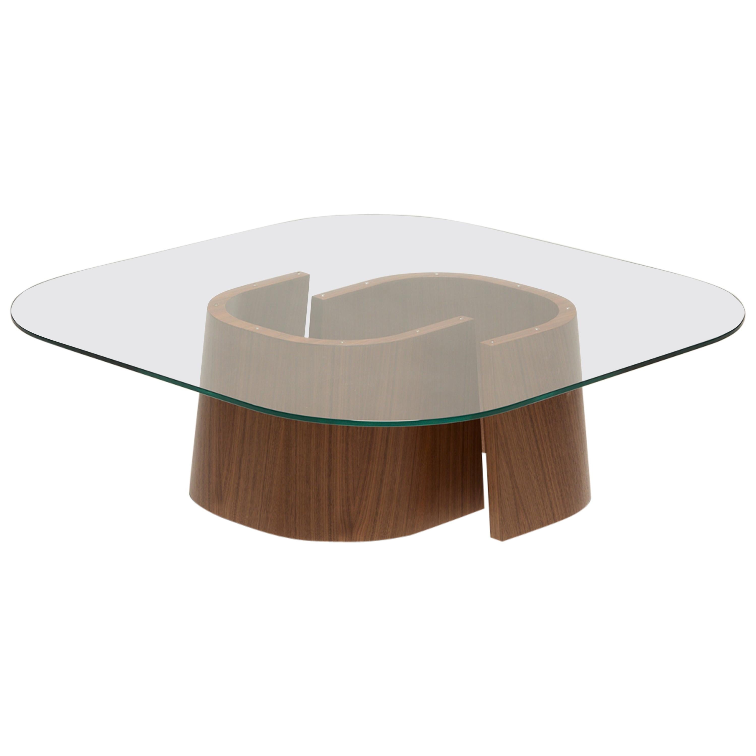 Quadratischer Couchtisch, OOMA, von Reda Amalou Design, 2020, Klarglas, 110 cm