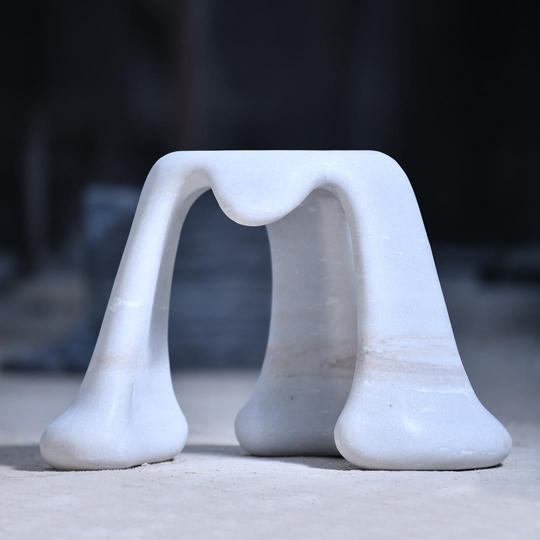 Post-Modern Oop’s Marble Stool by Jean Pascal Levy-Trumet For Sale