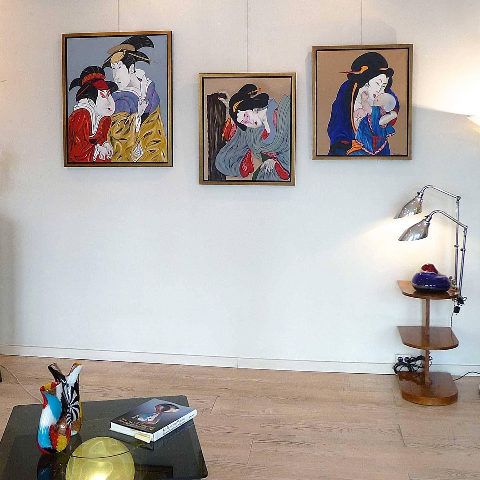 Hand-Painted Oosterbeek Yujo Geisha, Oil on Canvas, France, 2010