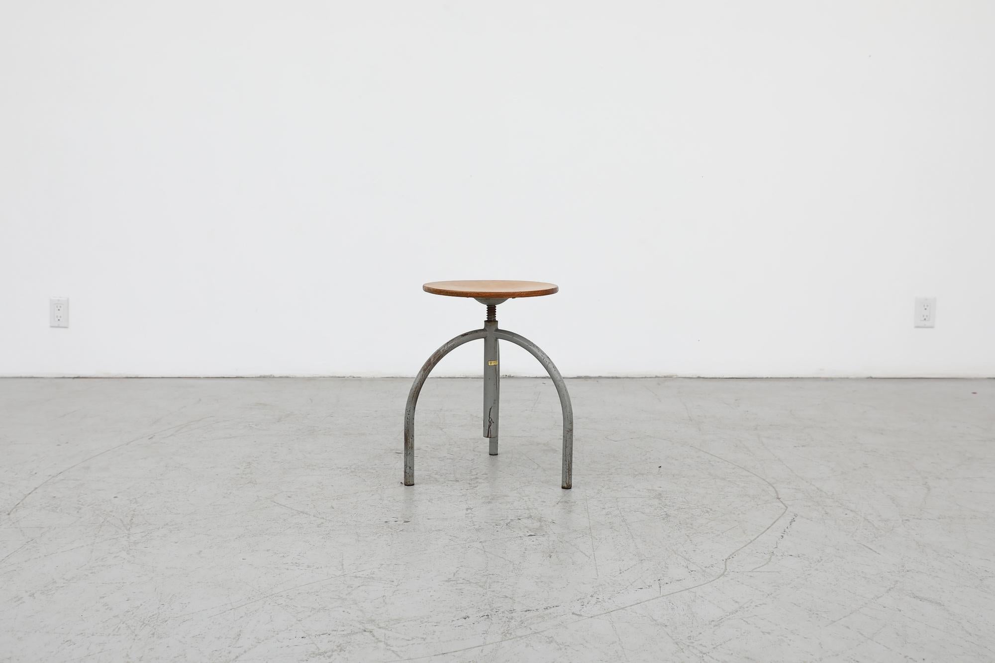 Mid-Century Modern Oosterwolde Industrial Tripod Task Stool by Cor Alons, 1950's For Sale