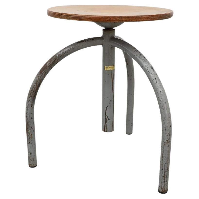 Oosterwolde Industrial Tripod Task Stool by Cor Alons, 1950's For Sale