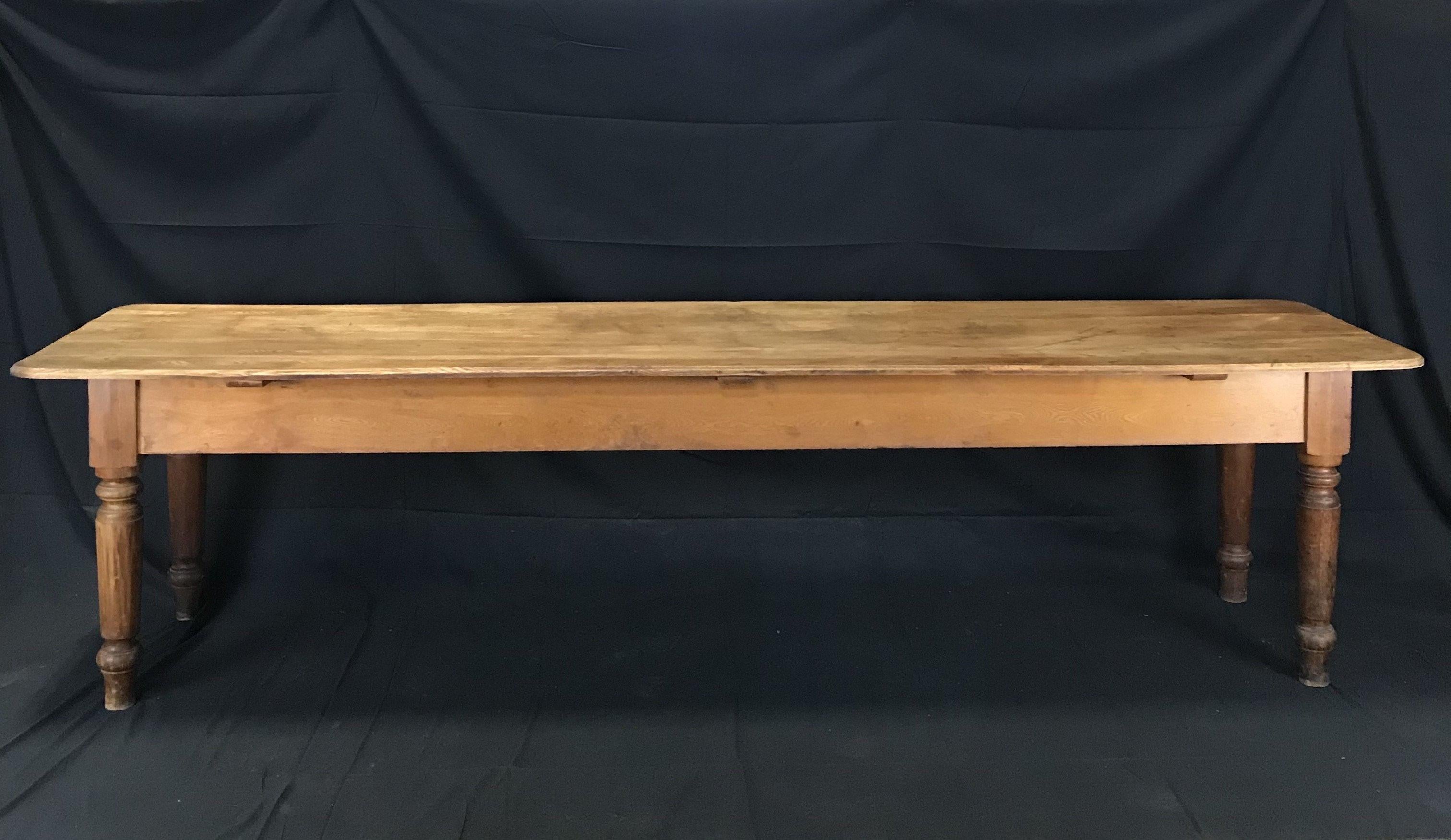 French Oozing with Character Antique 10 Foot Farmhouse Table
