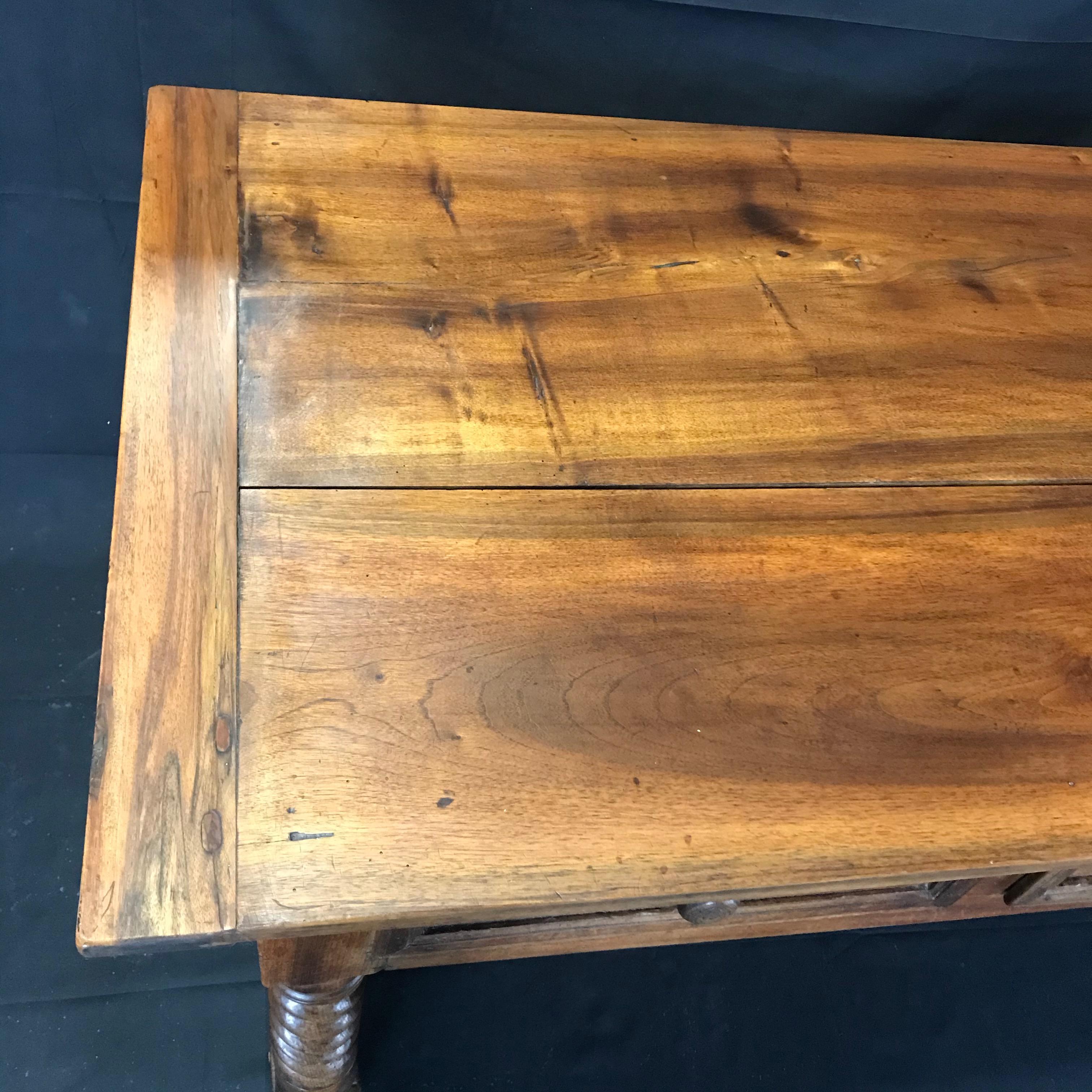 Oozing with Character Large 19th Century Walnut Farm Table or Kitchen Island 5