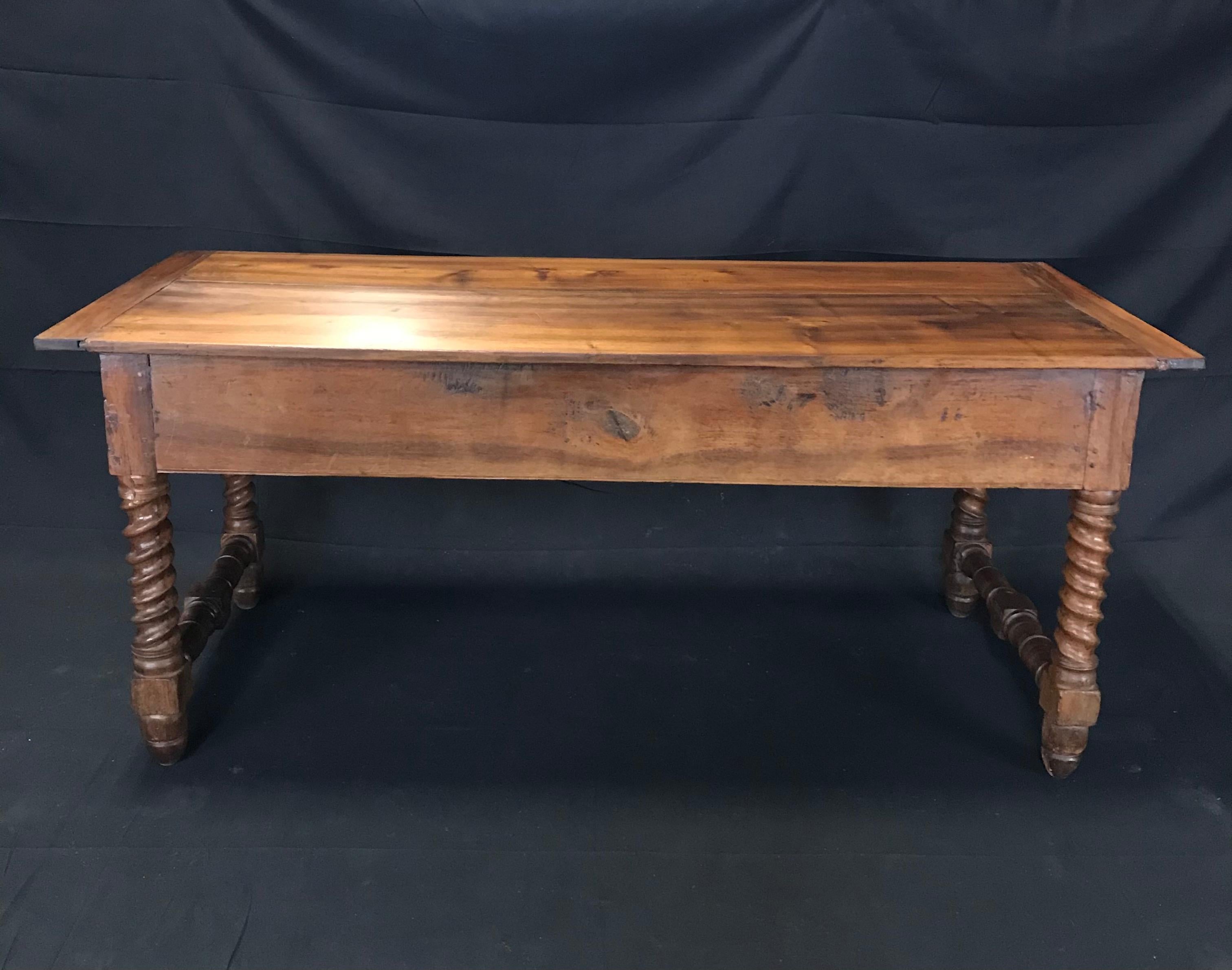 Oozing with Character Large 19th Century Walnut Farm Table or Kitchen Island 7