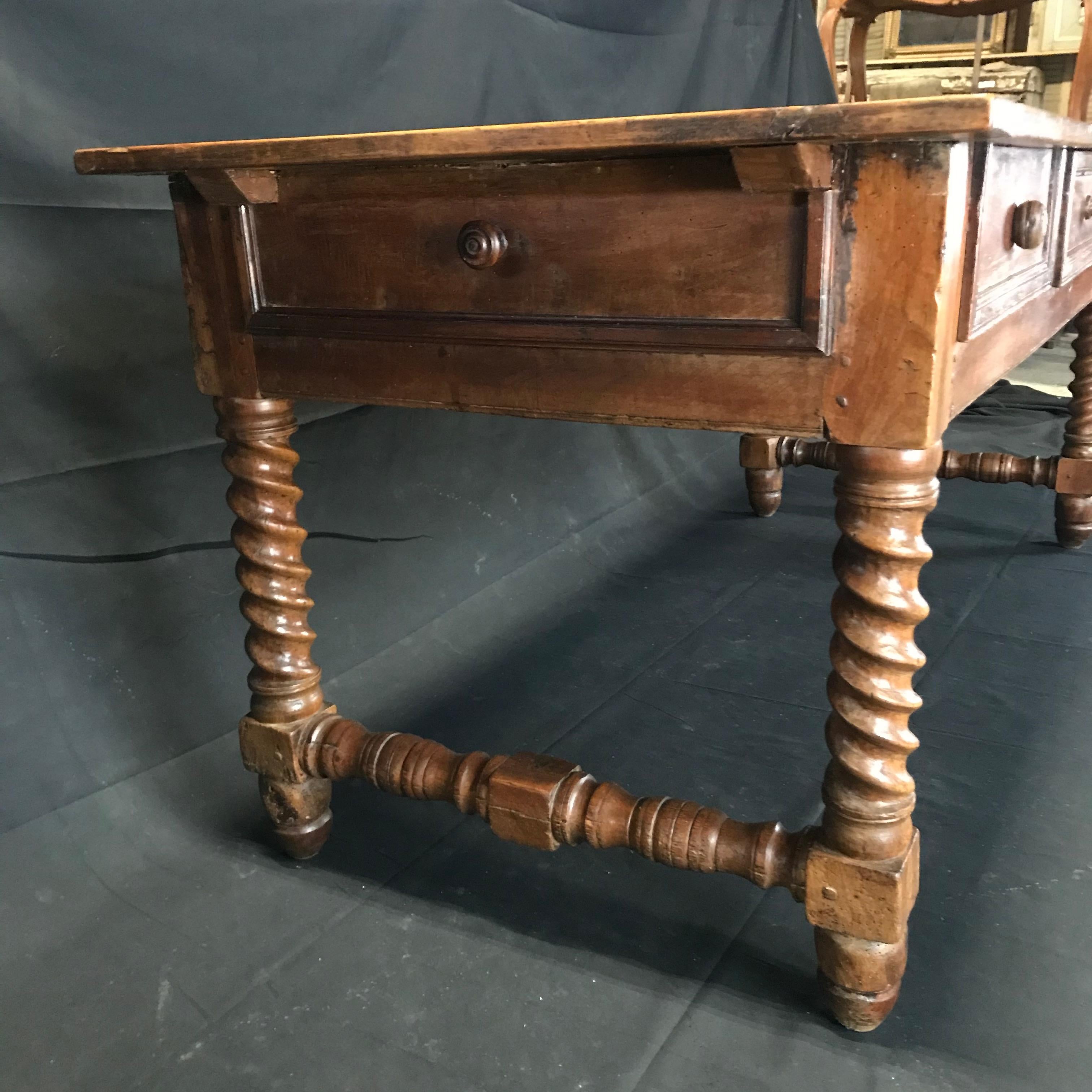 Oozing with Character Large 19th Century Walnut Farm Table or Kitchen Island 9