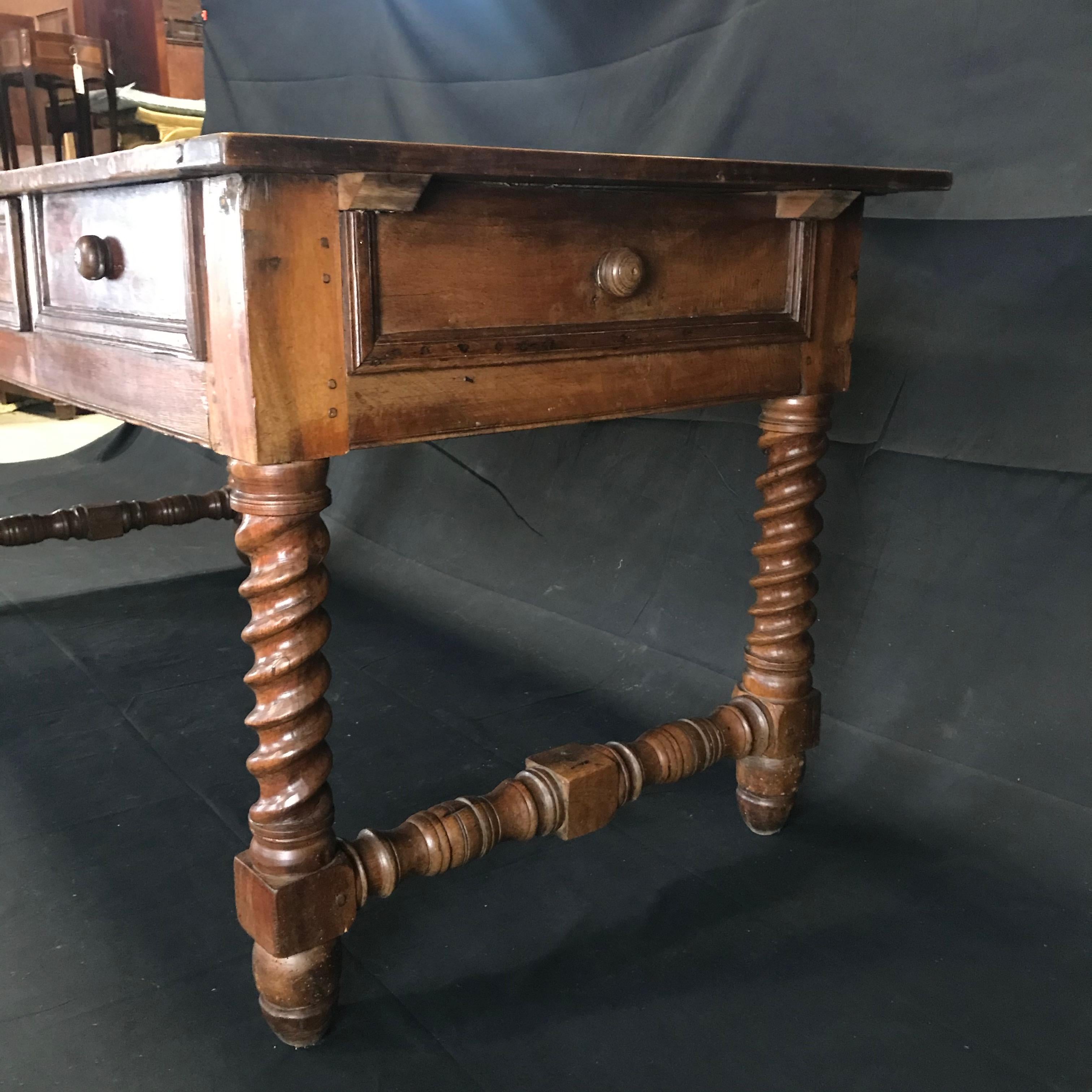 Oozing with Character Large 19th Century Walnut Farm Table or Kitchen Island 10