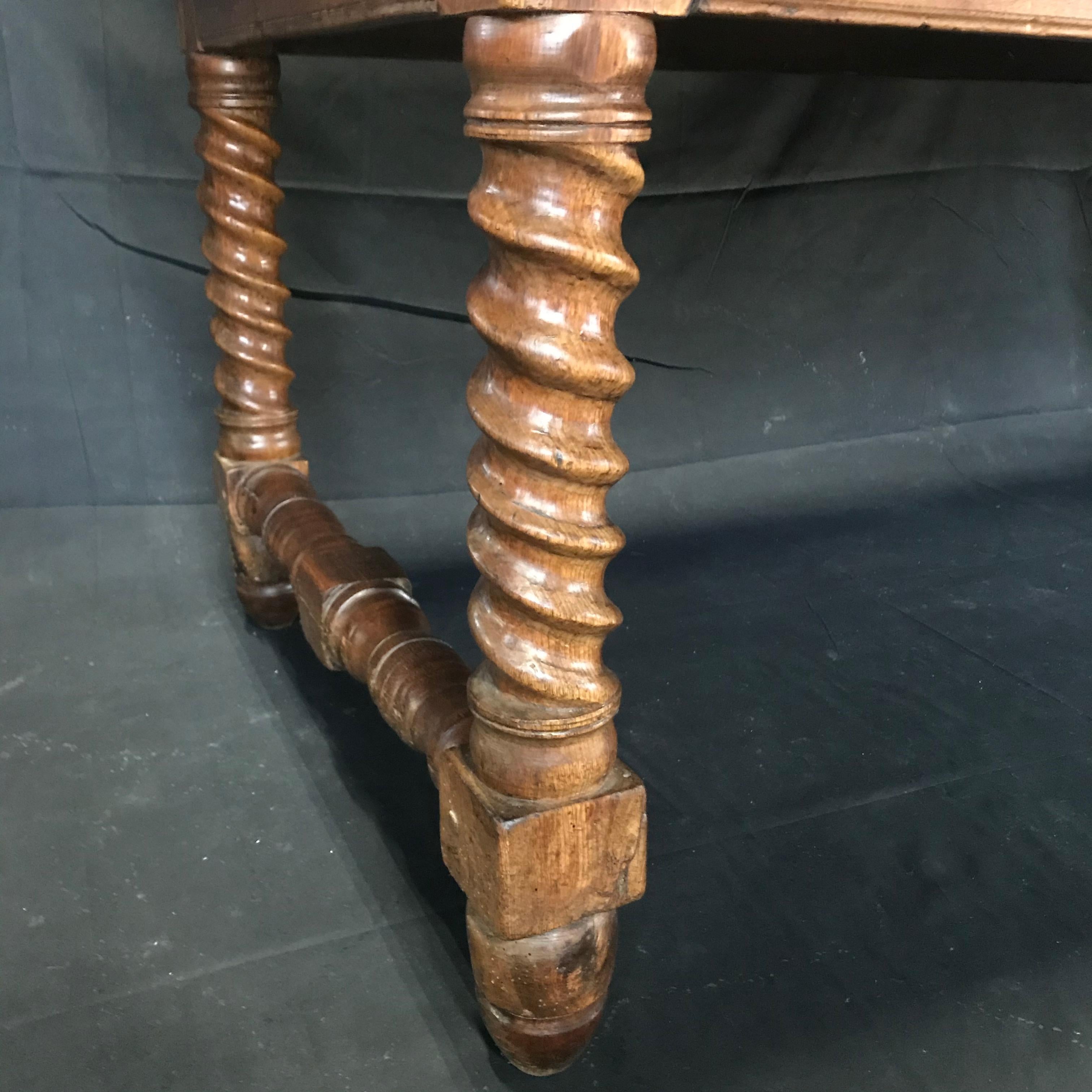 Oozing with Character Large 19th Century Walnut Farm Table or Kitchen Island 11