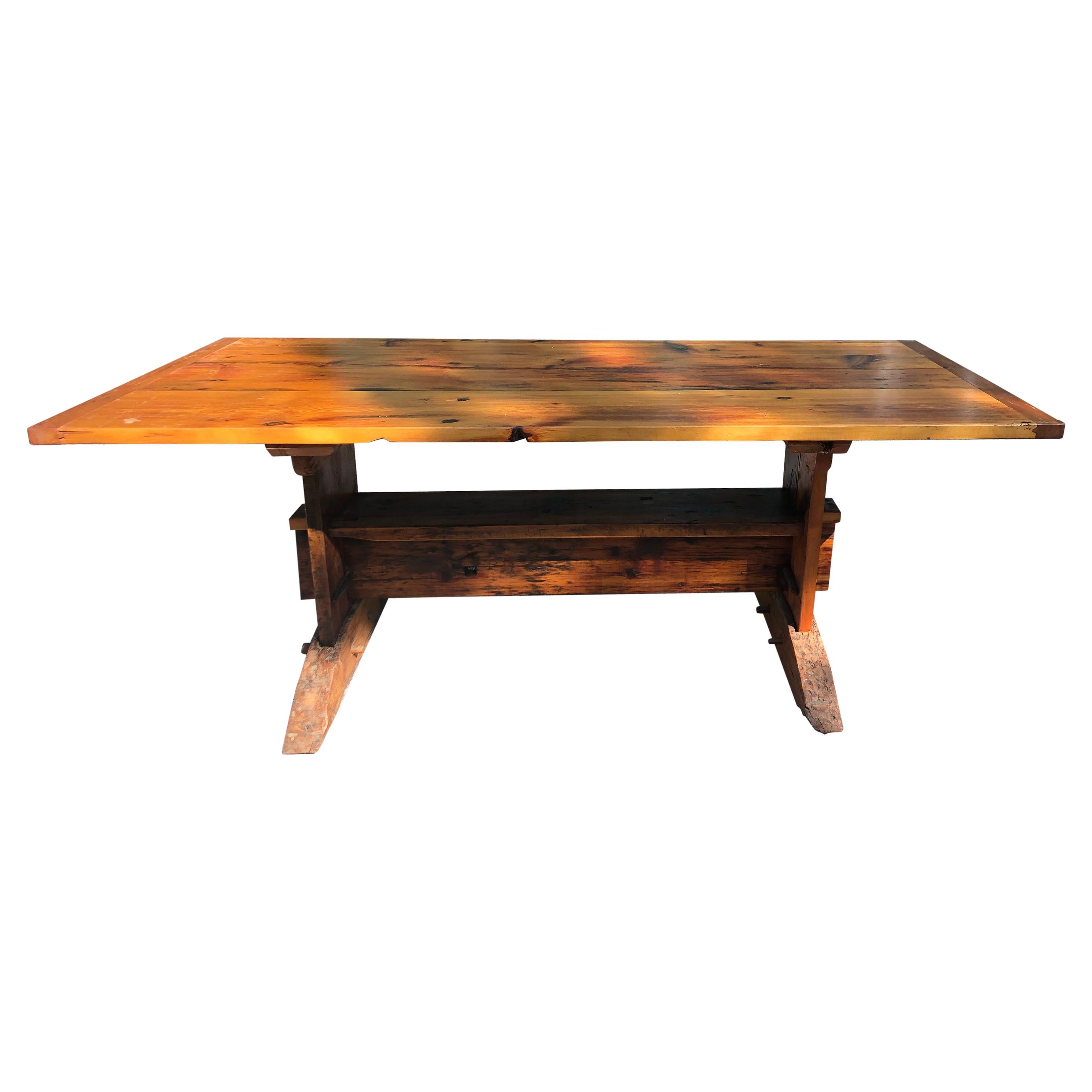 Coffee or Center Table In A Farmhouse Oversized Rustic Style and Made from Rough Hewn Sugar Pine