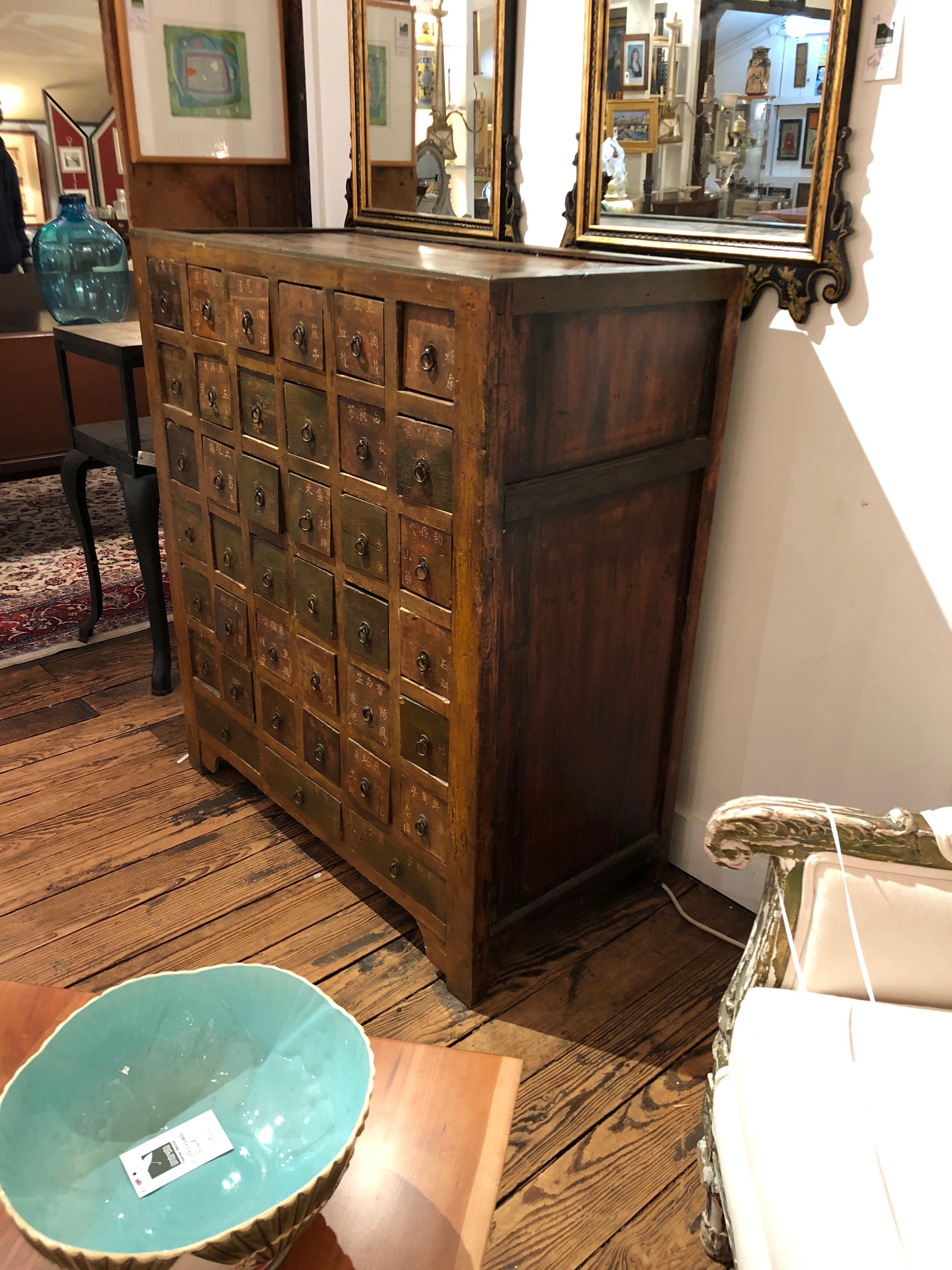 Wood Oozing with Character Superb Antique Chinese Apothecary Cabinet