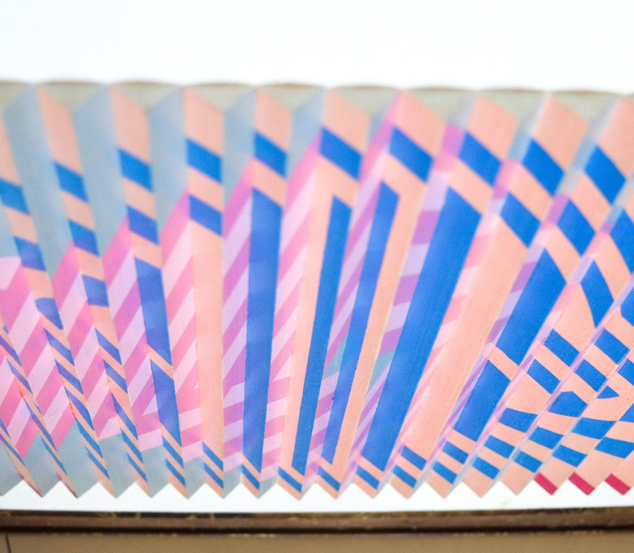 OP-ART 1970 Henry Irving Dreidimensionales optisches Kunstwerk aus bemaltem Holz, OP-ART (Handgefertigt) im Angebot