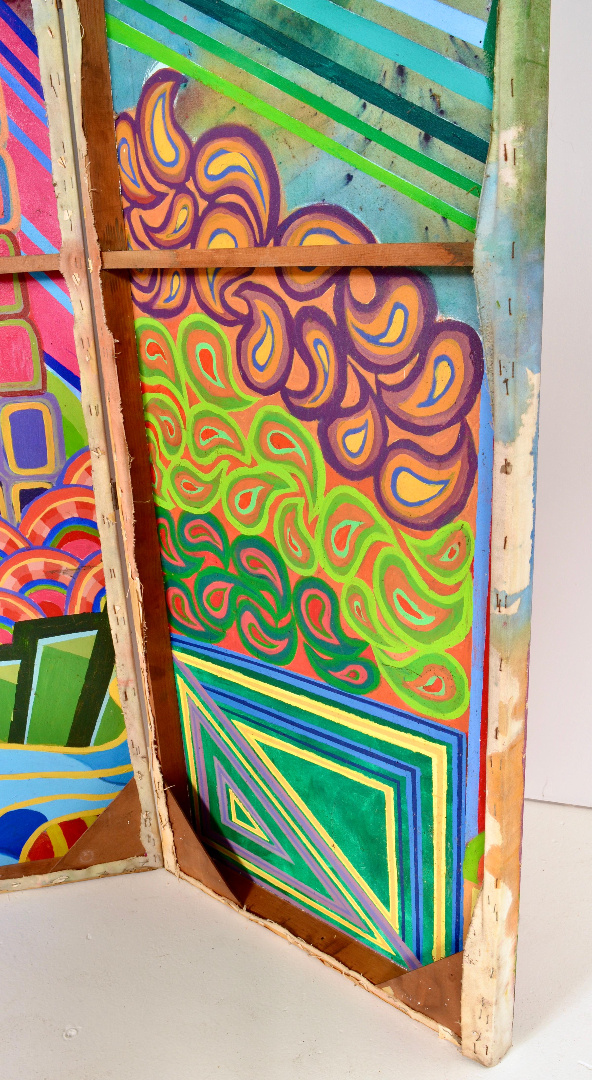 Op Art 3-Panel Bildschirm c 1960s im Angebot 4