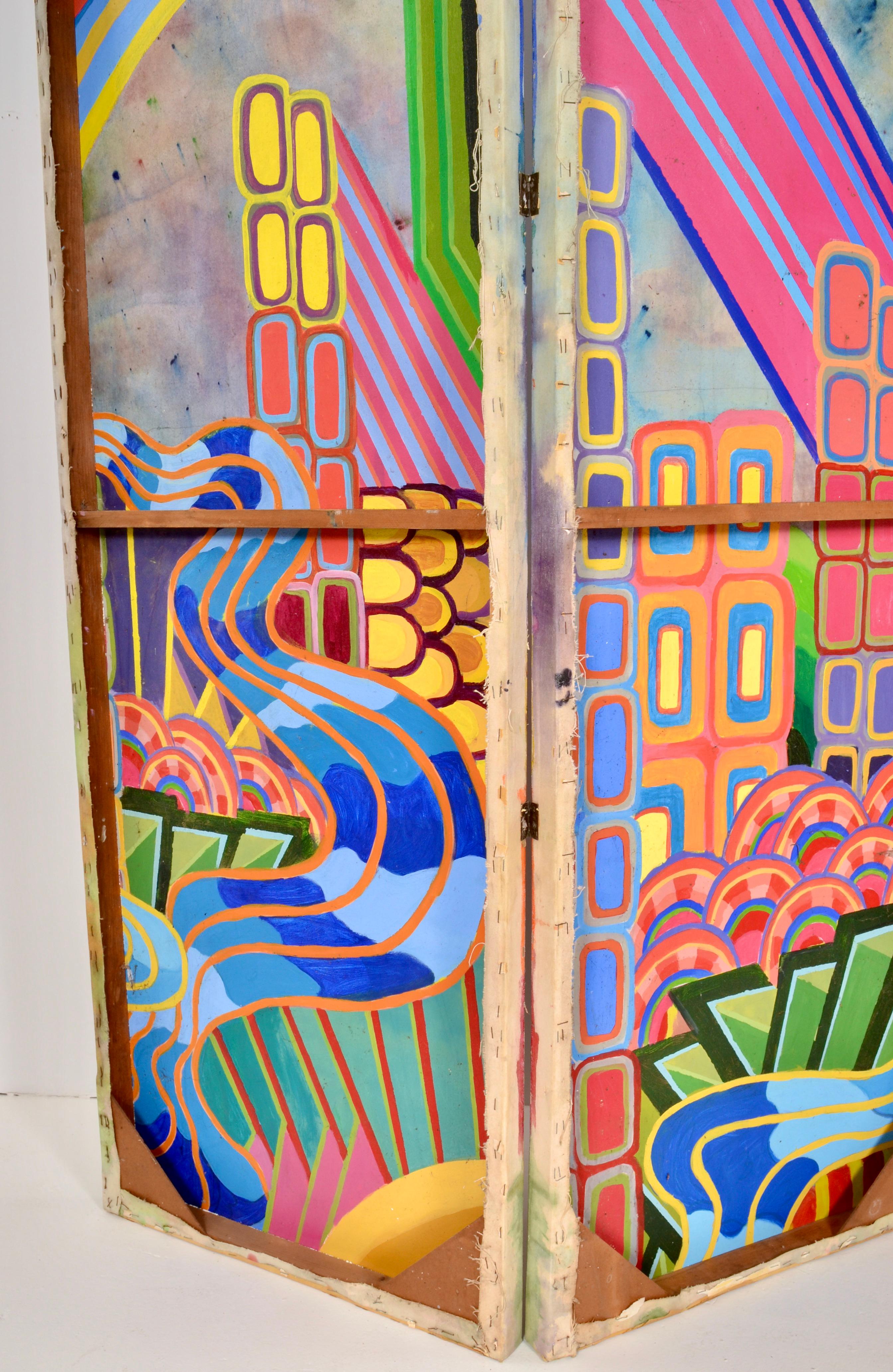 Op Art 3-Panel Bildschirm c 1960s im Angebot 5