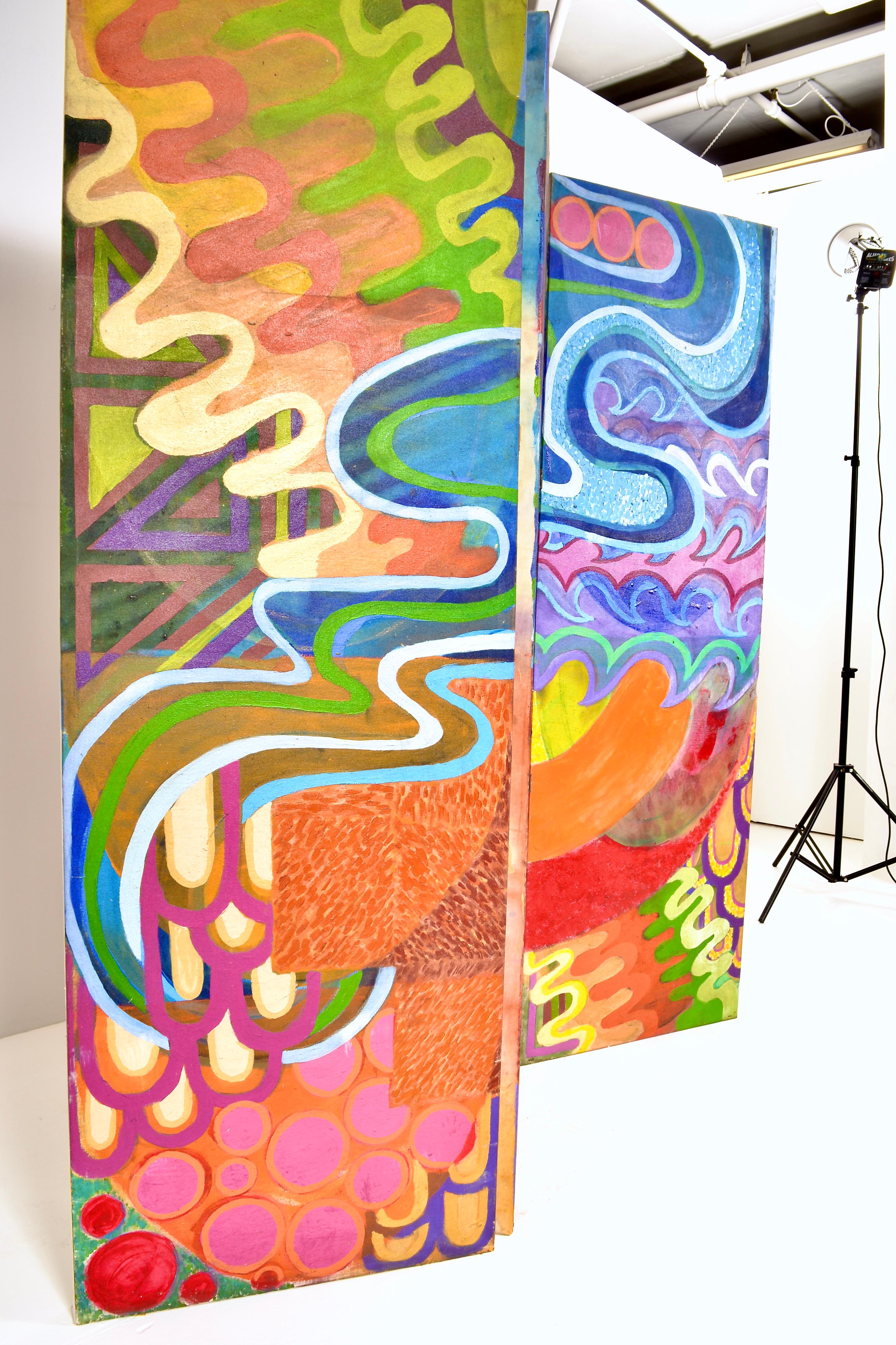 Op Art 3-Panel Bildschirm c 1960s (Moderne der Mitte des Jahrhunderts) im Angebot