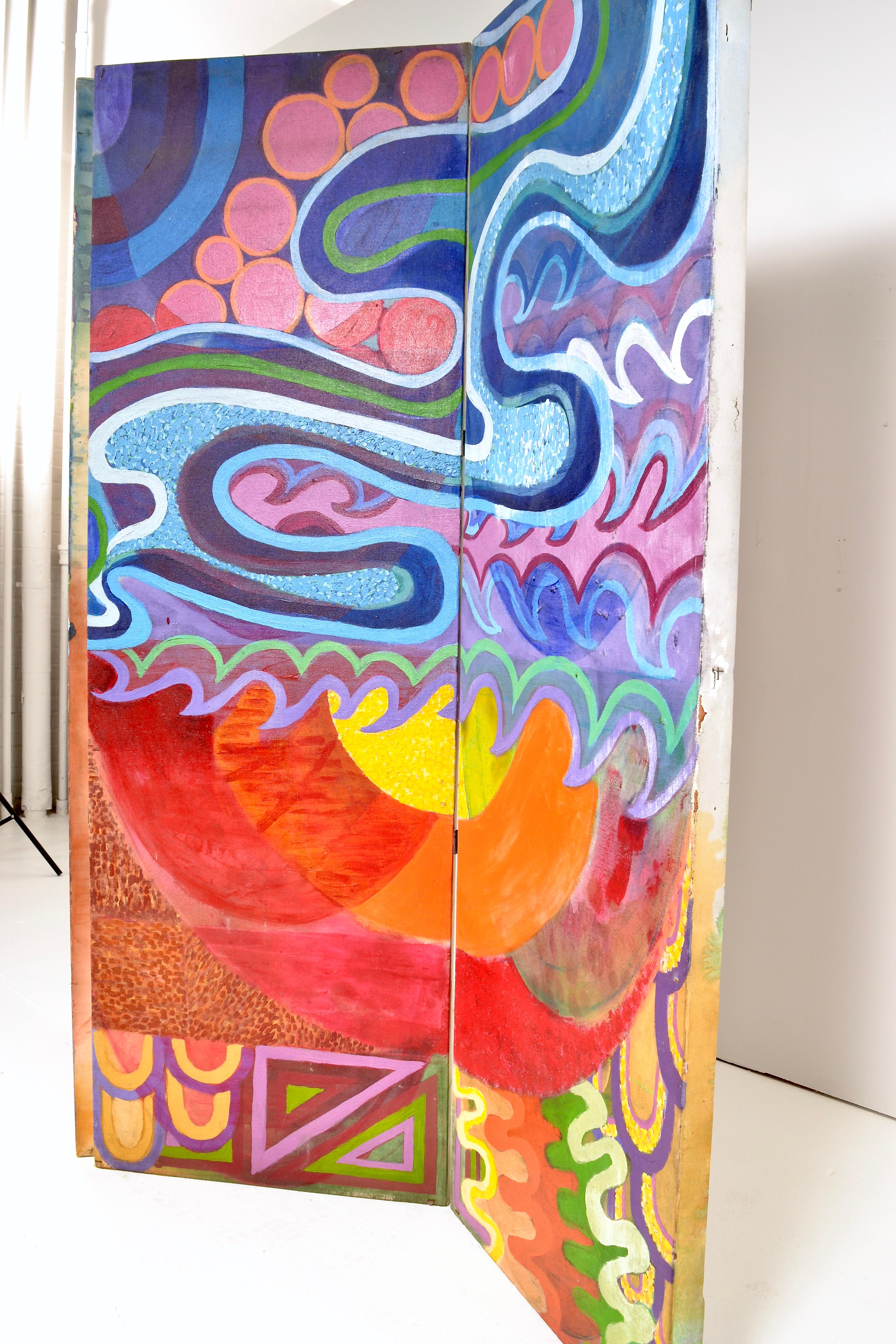 Op Art 3-Panel Bildschirm c 1960s (amerikanisch) im Angebot