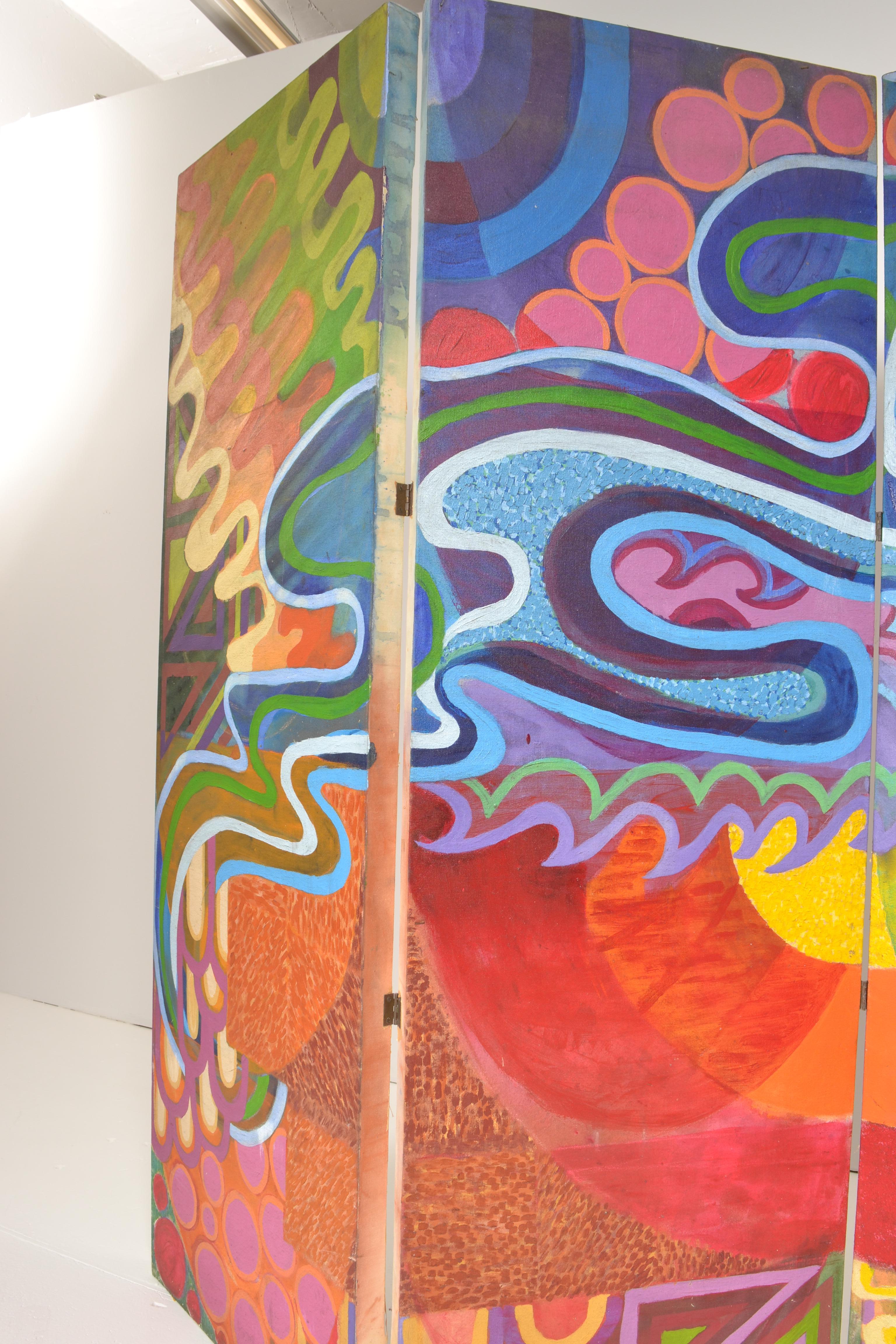 Op Art 3-Panel Bildschirm c 1960s (Mitte des 20. Jahrhunderts) im Angebot