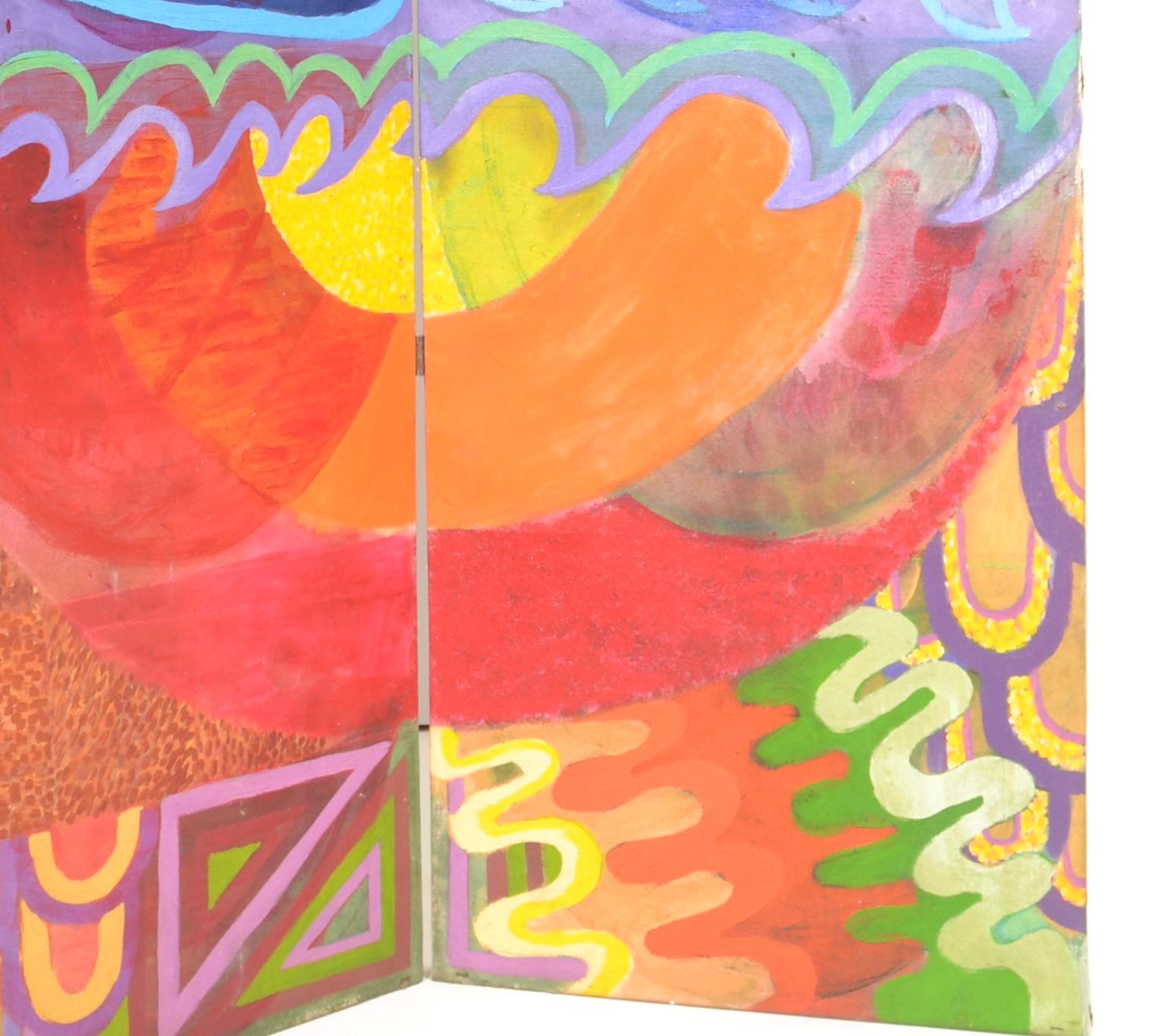 Op Art 3-Panel Bildschirm c 1960s (Leinwand) im Angebot