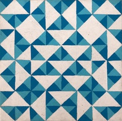 Op Art Abstract Geometric Acrylic Painting on Canvas "Triangles"