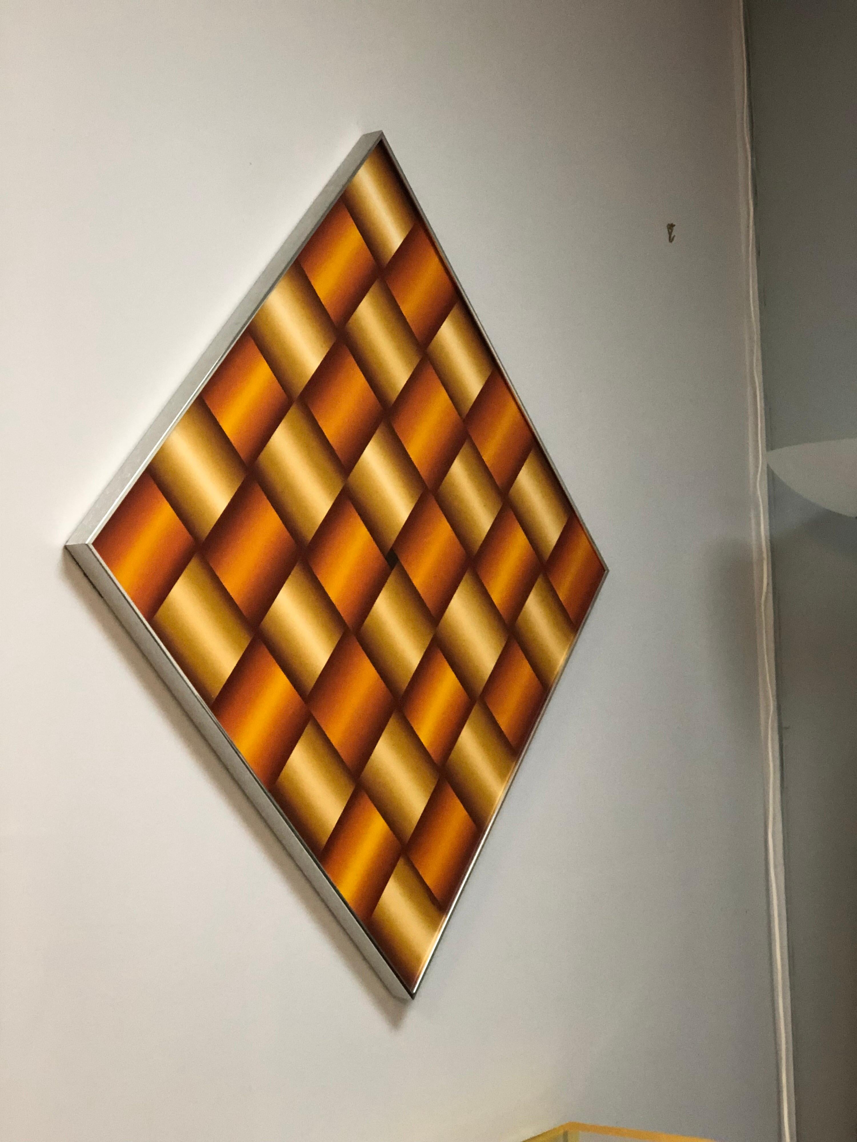 Late 20th Century Op Art Abstract Geometric Oil Painting, 1978