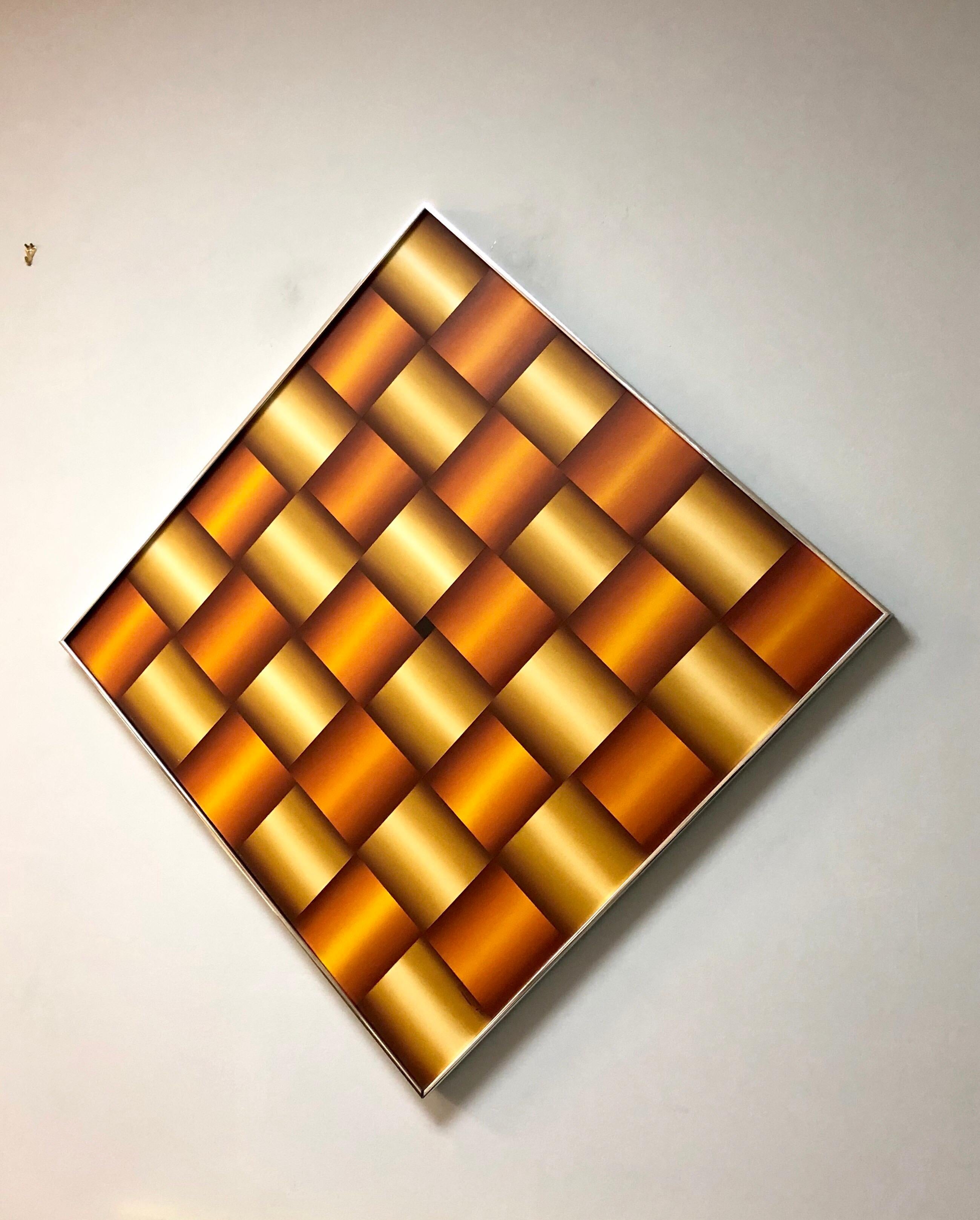 Op Art Abstract Geometric Oil Painting, 1978 1