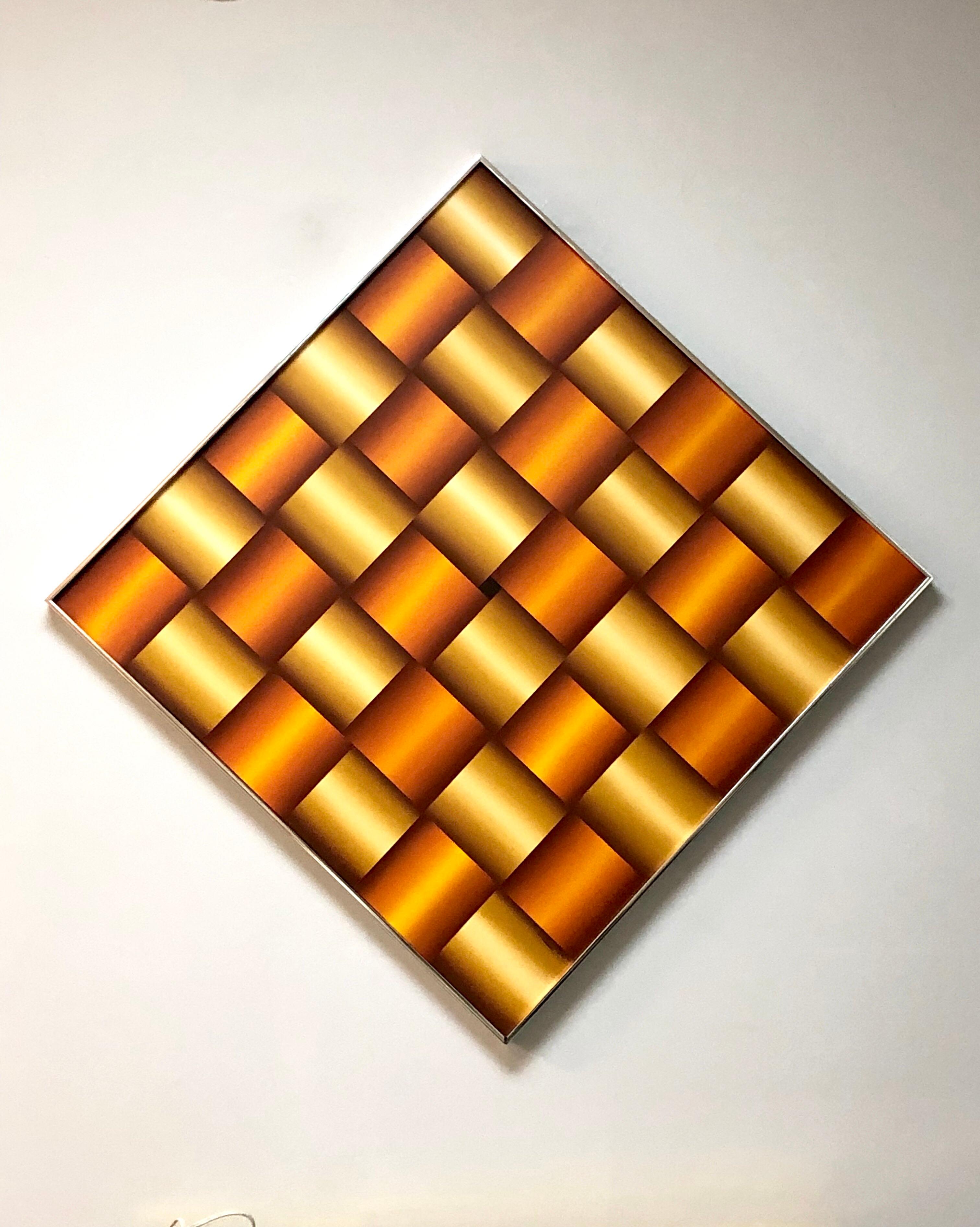 Op Art Abstract Geometric Oil Painting, 1978 3