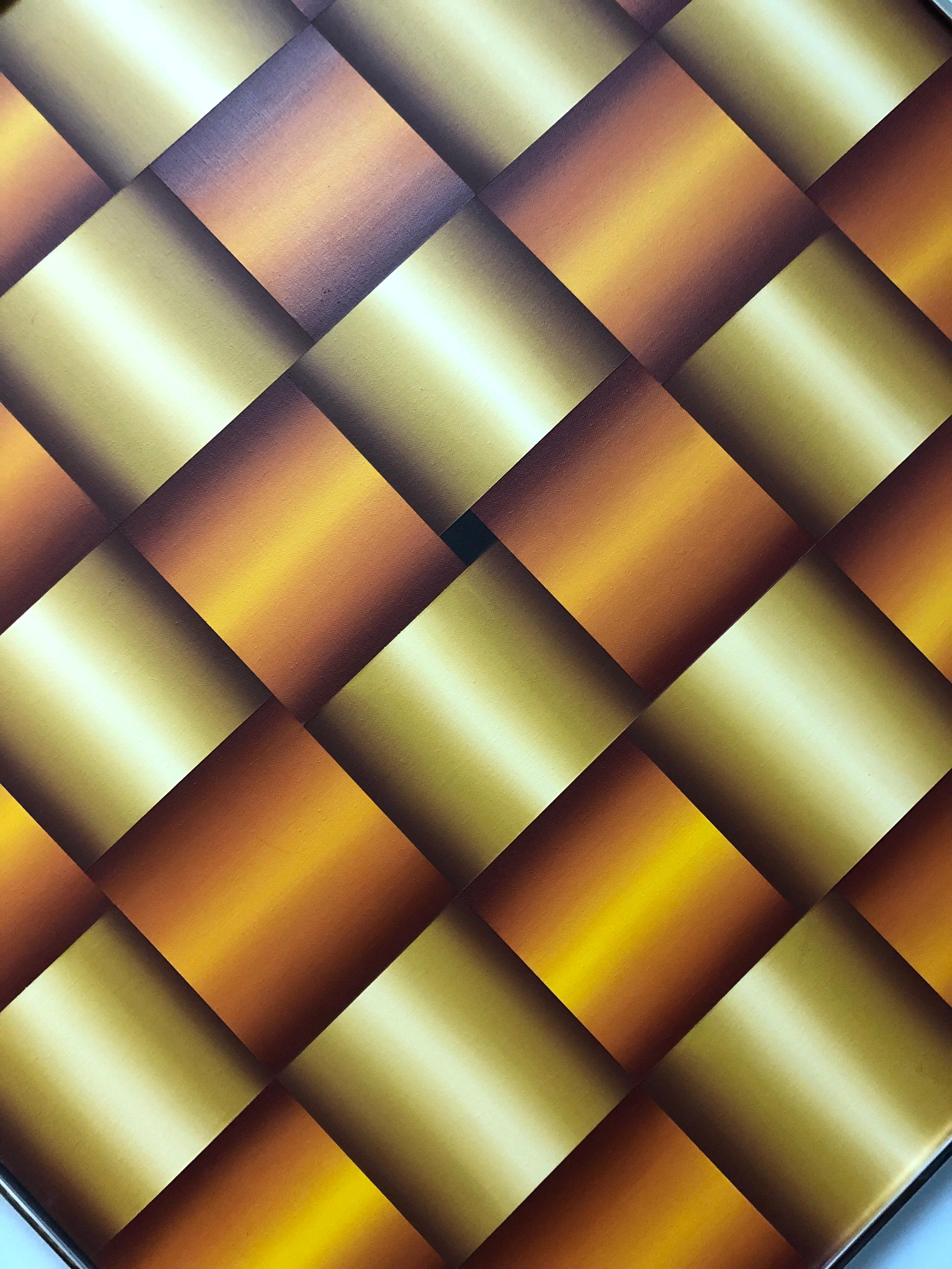 Op Art Abstract Geometric Oil Painting, 1978 5