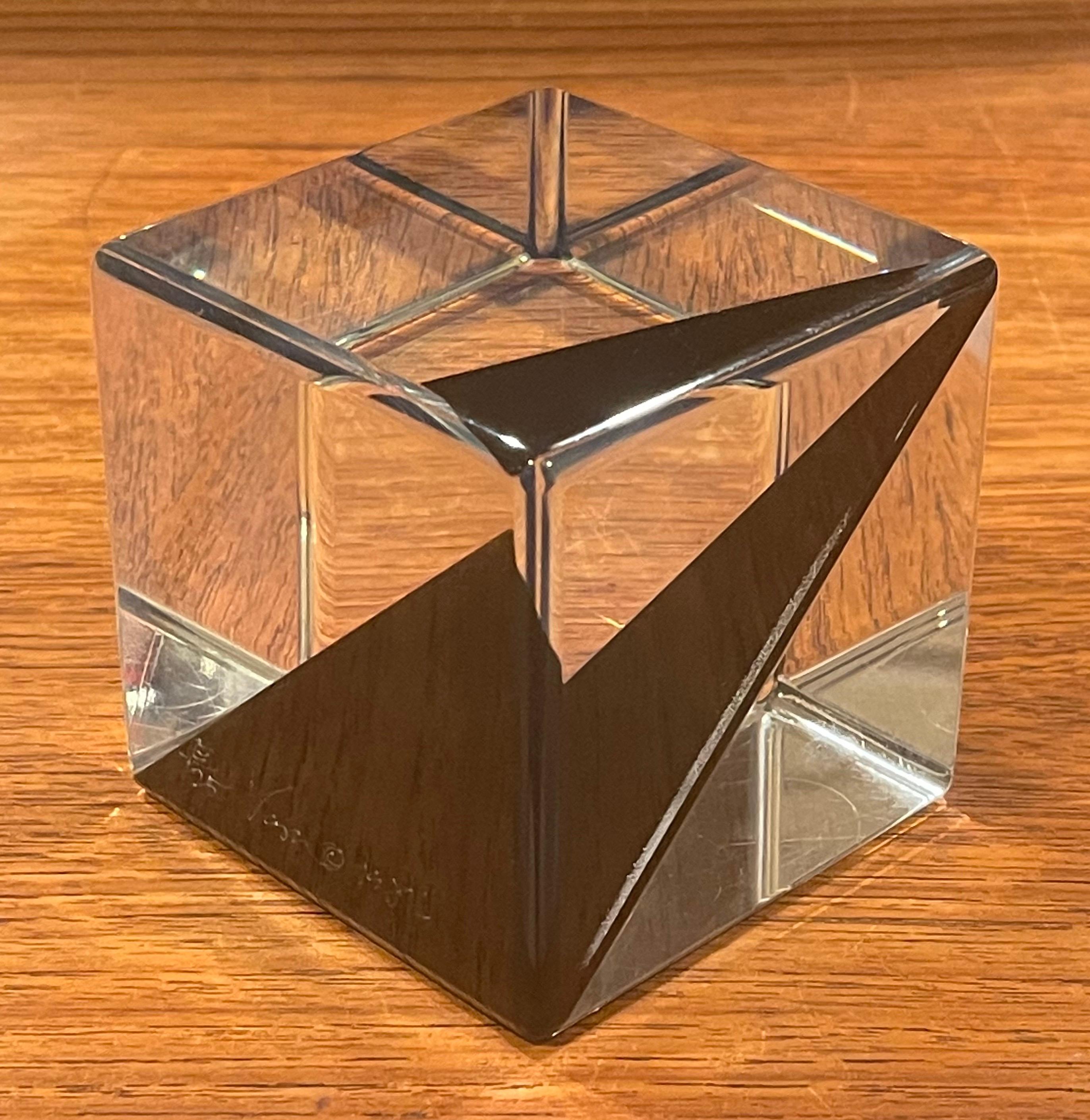 American Op Art Acrylic Cube Sculpture by Vasa Mihich For Sale