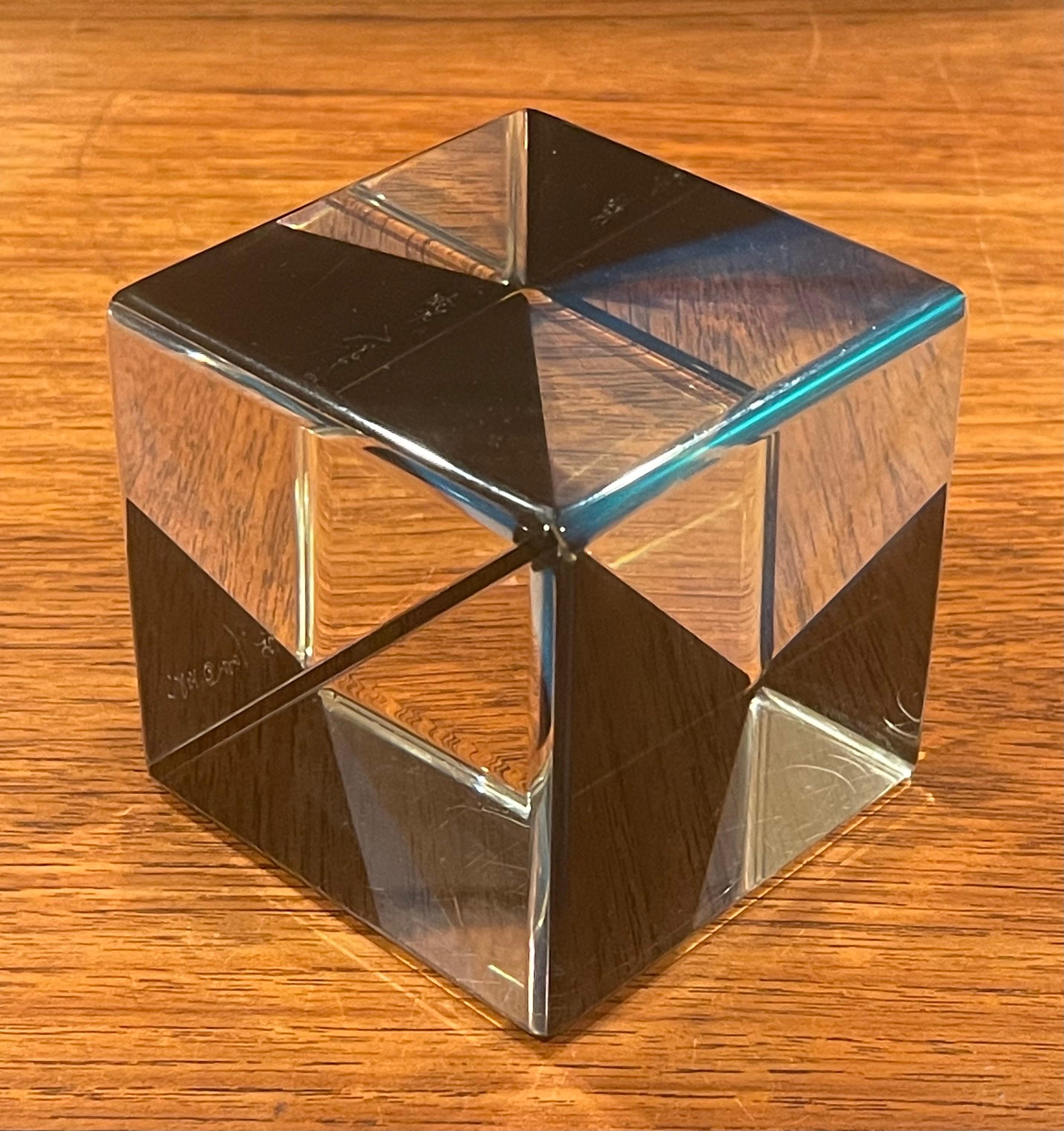 Op Art Acrylic Cube Sculpture by Vasa Mihich In Good Condition For Sale In San Diego, CA