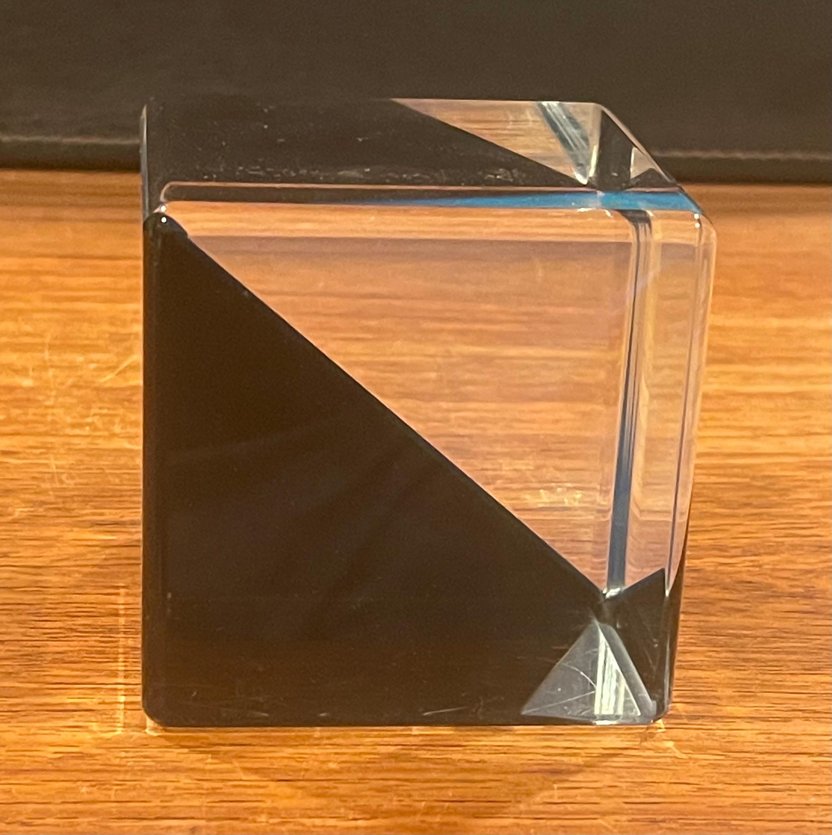 Lucite Op Art Acrylic Cube Sculpture by Vasa Mihich For Sale
