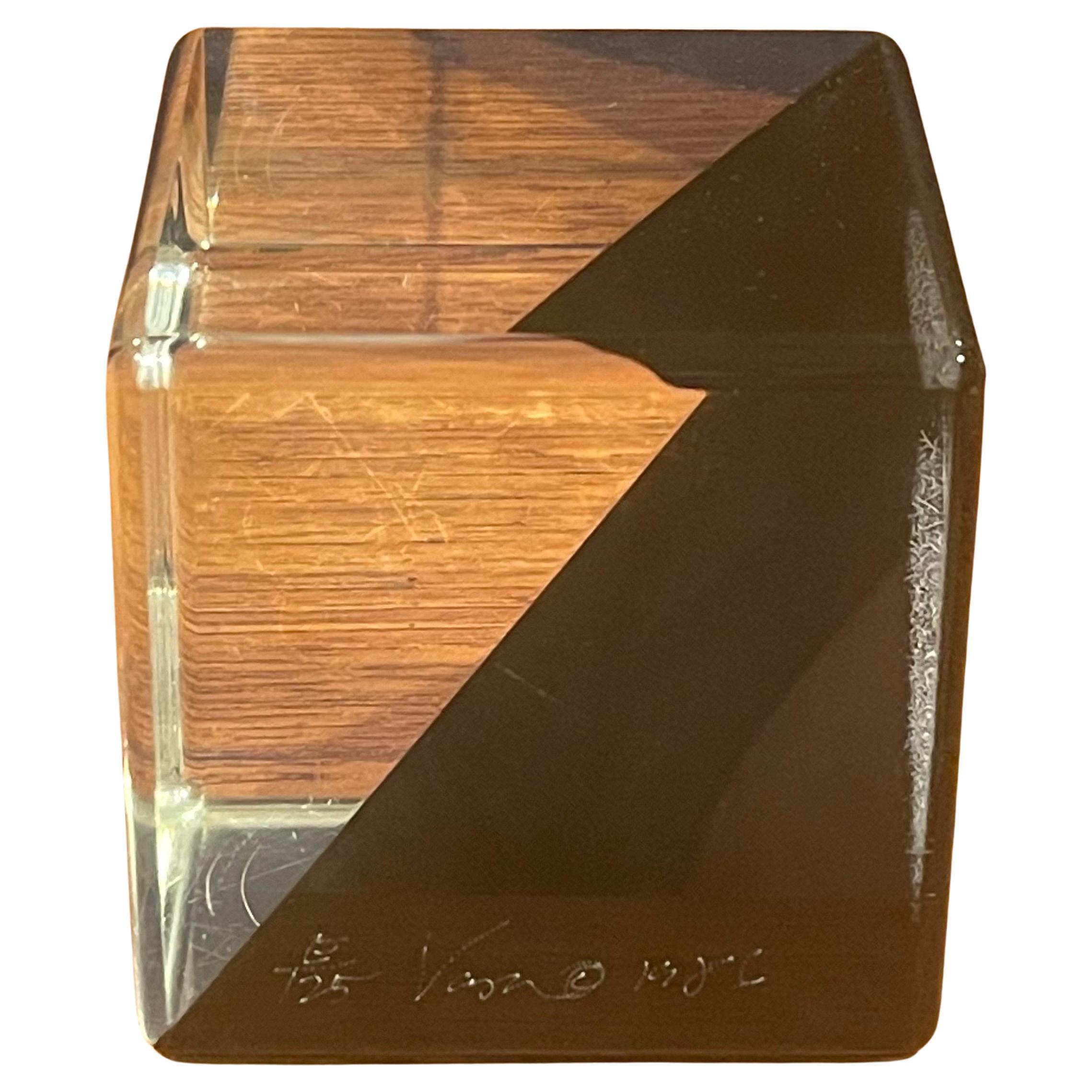 Op Art Acrylic Cube Sculpture by Vasa Mihich For Sale